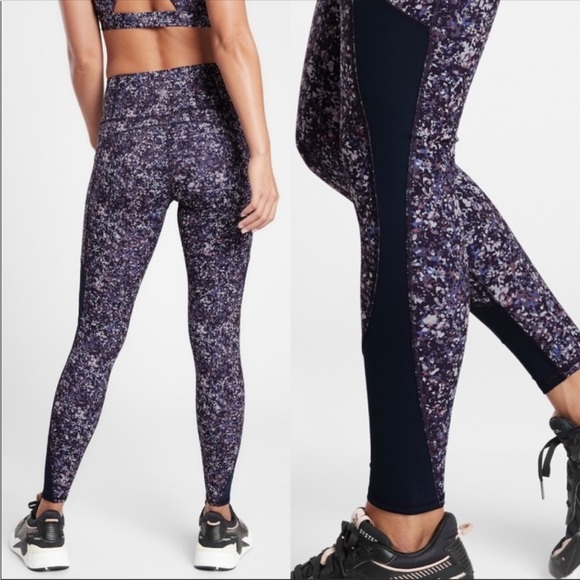 Athleta Rainier Printed Mesh Tight
Leggings Small Sandstone Navy Blue Purple S - Picture 5 of 15